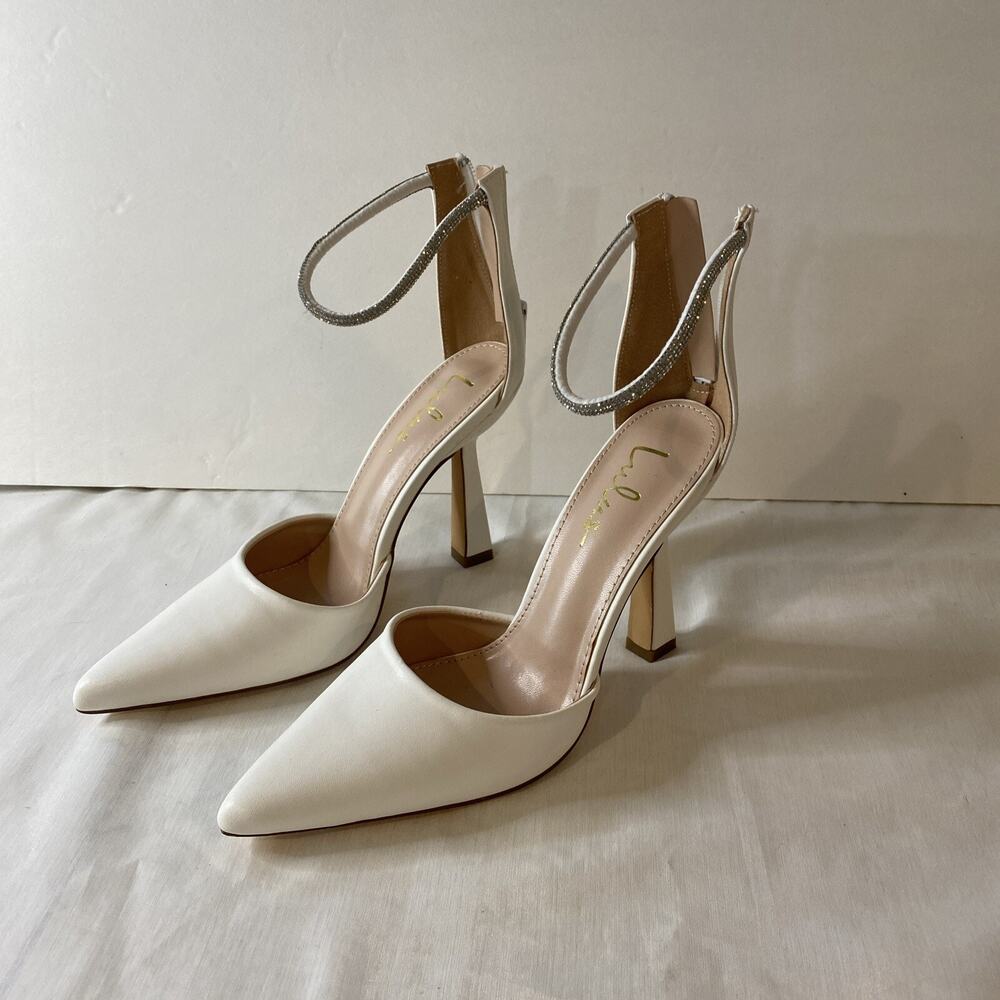 Lulus Dona White Rhinestone High Heels Size 6.5 White Barely Worn